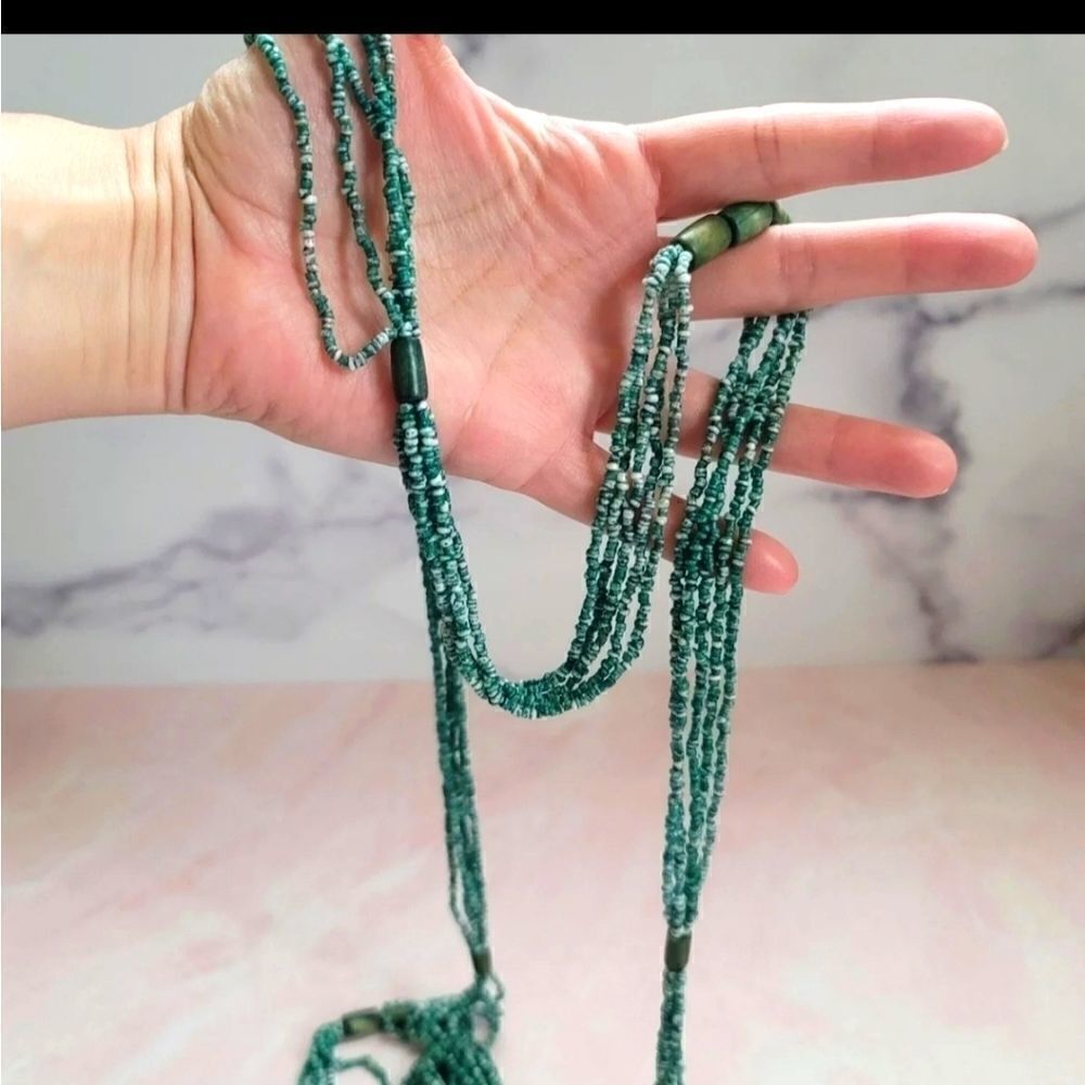 Beaded island breeze extra long fashion necklace